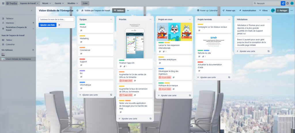 Logiciel d'auto-entrepreneur Trello pour la gestion de projet