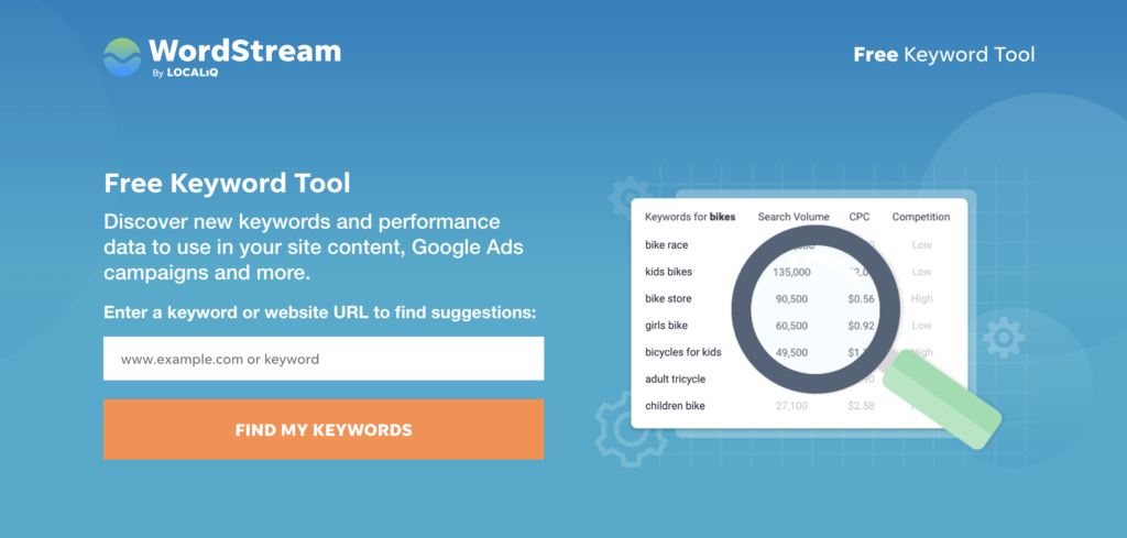 Trouver mots-clés avec WordStream